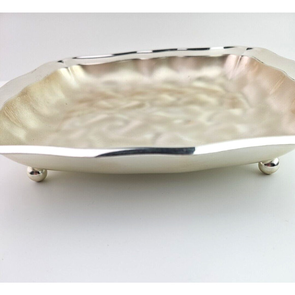 WMF IKORA Made in Germany EP BRASS 4-Footed Brushed Square Bowl Vintage 9.75 in - Picture 3 of 11